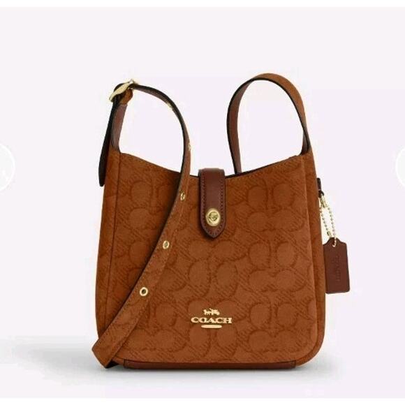 NWT Rare Coach Hadley Mini Crossbody Bag In Signature Suede CCE16 NEW Sold Out - Picture 1 of 7